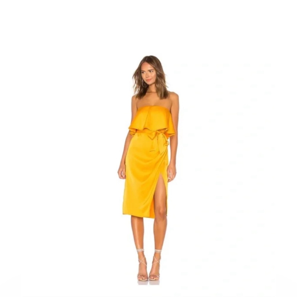 Lovers + Friends Strapless Yellow Dress